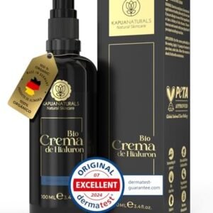Crema Facial de Acido Hialuronico • 100ml • Crema Hidratante Facial • ORGÁNICA & VEGANO • Cosmética natural y sostenible • con Aloe Vera •Crema hidratante antiedad para hombres y mujeres