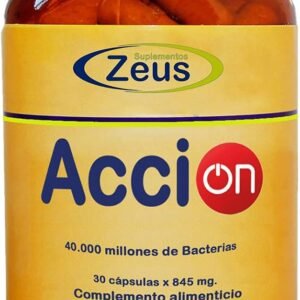 ACCIÓN suplementos Zeus Contribuye a combatir la fatiga, el estrés y aumentar la resistencia física y mental,Complemento Alimenticio a base de Aminoácidos,Probióticos y SAMe,100% Vegano, 30cps