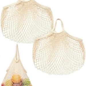 KGDUYC 2pcs Bolsa de malla reutilizable para la compra Blanca,bolsa red,bolsa compra,bolsa juguetes playa,Bolsa de malla para compras plegable portátil，Reutilizar bolsas de supermercado