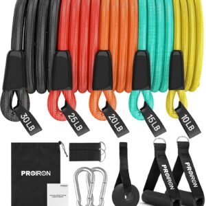 PROIRON Bandas Elasticas Musculacion, Alambre de Látex Sólido Banda elástica, 5 Niveles, Set de Bandas,Tubos de Entrenamiento, Accesorios Ricos，14 in 1 Bandas Resistencia