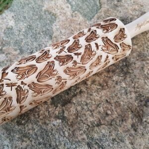 Rodillo decorativo para galletas Rana | Rodillo grabado | Rodillo para galletas y modelar | Rodillo de madera gofrado de Algis Crafts