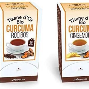 Dúo tés de hierbas orgánicos con cúrcuma, jengibre y rooibos - 40 bolsitas