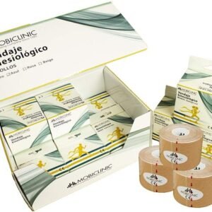 Mobiclinic®, Pack 12 uds. Kinesiotape, Venda neuromuscular adhesiva, Rollos de 5 m x 5 cm, Esparadrapo deportivo, Alivio dolor muscular, Vendaje kinesiológico, Cinta kinesiológica, Face Tape, Beige.