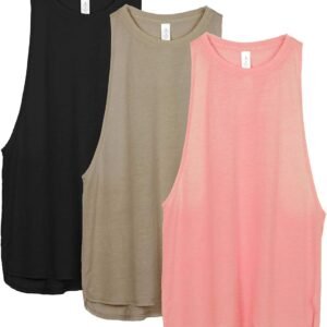 icyzone Sueltas y Ocio Camiseta de Fitness Deportiva de Tirantes para Mujer, Pack de 3