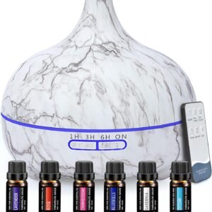 Difusor Aceites Esenciales, 550ml Difusor de Aromas Ultrasónico Humificador de Aromas con Luces de 7 Colores para el hogar, la Oficina, el SPA, el Yoga, el Dormitorio, Blanco