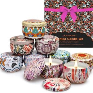 Velas Perfumadas Juego de 9 Piezas, Aromaticas, Cera de Soja, Aromaterapia, Decoración de Baño o Dormitorio, para Relajación, Fiesta, Boda, Yoga, Cumpleaños, Navidad, Día de San Valentín