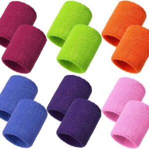 Muñequeras Deportivas,6 Pares Algodón Pulsera Banda Elastic Pulseras Sweatband para Mujeres Unisex Hombres Bádminton Tenis Fútbol Baloncesto Correr Gimnasio Sports 8 * 8 CM Negro