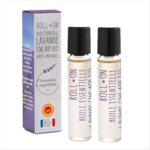 Aceite Esencial de Lavanda Fina AOP Orgánico Roll On - 100% Puro y Natural, Cultivado y Envasado en Provenza - Aceite Esencial de Aromaterapia Relajación y Bienestar para Masaje, Baño, Difusor - 2x5ml