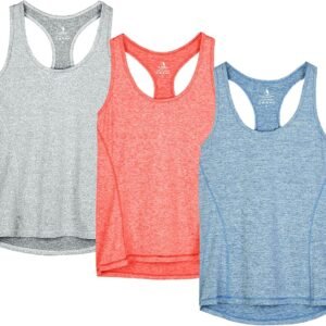 icyzone Camiseta de Tirantes Fitness Deportiva Mujer, Pack de 3