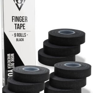 PULLUP & DIP Finger Tape Resistente, 9 Rollos (90m) Esparadrapo Deportivo, Vendaje Deportivo Respetuoso Con la piel, Venda Deportiva para Musculación, Bjj, Balonmano, Escalada, Porteros (Negro)