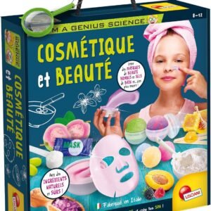 Lisciani – I'm A Genius – COSMÉTICAS Y Belleza – Estuche para Crear su Rutina de Belleza Desde 5 años – Laboratorio científico – Kit de creación de máscaras, cremas, exfoliantes – 100% Natural –