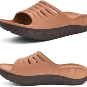 KuaiLu Sandalias de Recuperación Hombre Comodas Ortopedicas Fascitis Plantar Chanclas Caballero Soportes de Arco Ligera Abierta Deportivas Chancletas Verano Playa Piscina Goma