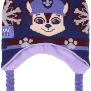 Gorro Peruano de la Patrulla Canina para Niños - Color Azul y Rojo - Talla Única - Sombrero con Pompón, Trenzas y Estampado de Chase - Producto Original Diseñado en España