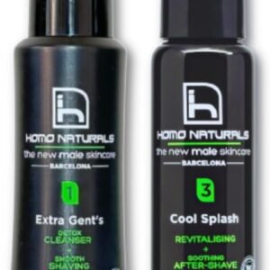 Homo Naturals Kit de Afeitado Limpiador + Spray Tónico Facial - Pack Regalo Hombres - Cuidado Facial para Hombres - Cosmetica Masculina - Regalos para Hombre - 100% Natural & BIO