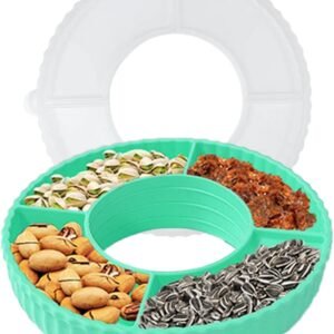 Práctica bandeja de aperitivos funcional con tapa, plato de aperitivos funcional para divisor de tazas, bandeja de alimentos, bandeja de alimentos