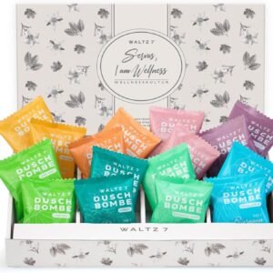 WALTZ 7 Set Bombas de Ducha, 16 Piezas, 8 Aromas Naturales de Aromaterapia, Relajación, Energía, Bienestar, Vigor y Calma, Regalos Originales para Mujer, Hombre, Mama, Parejas, Caja Regalo