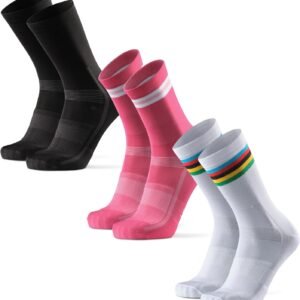 DANISH ENDURANCE Calcetines de Ciclismo Altos, Acolchados y Transpirables, Anti-ampollas, para Hombres y Mujeres, 3 Pack