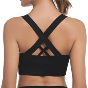 Leversic Sujetador Deportivo de Iimpacto Medio para Mujer Sin Aros con Relleno Extraíble con Espalda Cruzada para Yoga