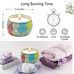 Velas Aromáticas de 4 Pack 125g Cera de Soja con Lavanda Jazmín Floral Vela Perfumada para Casa Aromaterapia para Mujer Regalo de Cumpleaños para Madre y Amigas San Valentín Duración Hasta 120 Horas