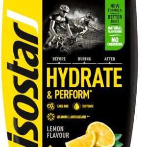 Isostar Hydrate & Perform - 400 g de Bebida Electrolítica Isotónica - Solución Electrolítica para Mejorar el Rendimiento Deportivo - Sabor Limón, 10 raciones
