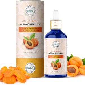 Lebbio – Aceite de semilla de albaricoque – 100% natural y prensado en frío - Hidratante, nutritivo para la cara, cabello, cosméticos, cuerpo, masaje, bálsamo labial, cuidado de la piel