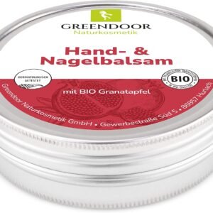 GREENDOOR bálsamo de manos 75 ml, crema ideal para pieles muy secas con BIO granada, cosmética natural sin parabenos/aceite mineral, 4 veces el rendimiento de una crema, bálsamo de uñas