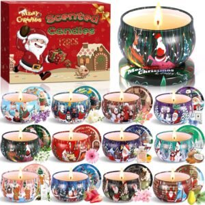 ZQEJEFD Vela Perfumadas,Velas Perfumadas Juego de 12 Piezas,Aromaterapia Velas de Regalo,Velas Aromática,Estaño de Viaje de Cera Natural de Soja Portátil,Juegos Velas Aromáticas de Regalo,para Navidad