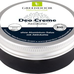 GREENDOOR Deo Crema con carbón activado 50 ml, vegana, sin sales de aluminio sin alcohol, cosmética natural con aloe vera, orgánica, biológica