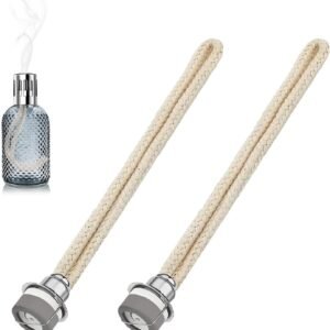 2 Piezas Mechas de Lámpara de Aceite Reemplazo Mecha de Repuesto Recambio De Mecha Mecha de Lámpara de Quemador Lámpara de Aceite de Fragancia de Repuesto para Difusor Aromaterapia 15 × 1.8 cm (Plata)