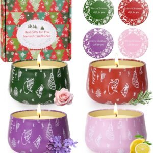 Velas de Navidad, velas perfumadas, juego de regalo para mujeres, vainilla, aromaterapia, juego de cera de soja, alivio del estrés, velas perfumadas, velas de té