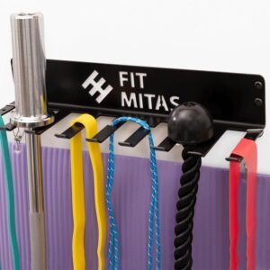 Rack Musculación y Kit Gimnasio en Casa. Soporte Barra Pesas Pared, Pilates Accesorios Gimnasio y Deporte en Casa. Organizador Gimnasio Pared y Soporte Pesas Para Fitness, Yoga y Calistenia en Casa.